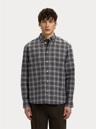 ΠΟΥΚΑΜΙΣΟ SELECTED SLMCOLE-JAY REG MELANGE LS SHIRT NOOS SKY CAPTAIN BROWN