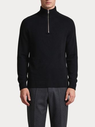 ΠΛΕΚΤΟ SELECTED SLHREG NICO KNIT HALF ZIP HIGH NECK BLACK