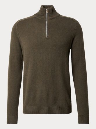 ΠΛΕΚΤΟ SELECTED SLHREG DAN WOOL-MIX ZIP HIGH NECK FOREST NIGHT