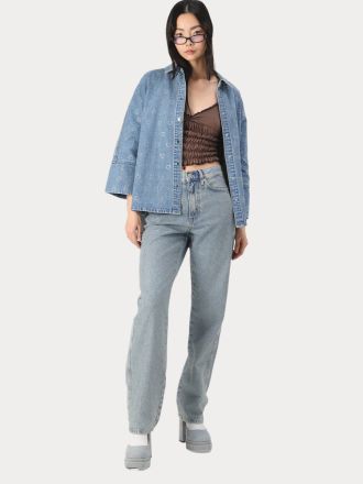 ΤΖΙΝ ONLY ONLHOLLYWOOD-RILEY CRYS HW S RED DNM CRO LIGHT BLUE DENIM