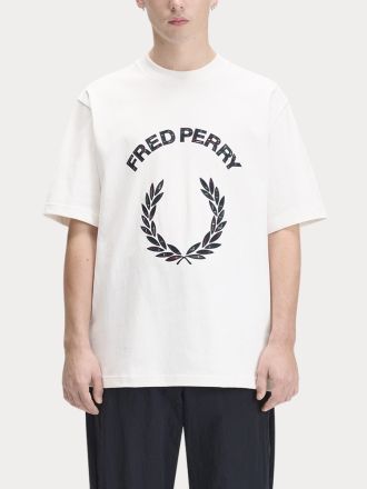 T-SHIRT FRED PERRY FP TARTAN APPLIQUE SNOW WHITE
