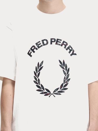 T-SHIRT FRED PERRY FP TARTAN APPLIQUE SNOW WHITE