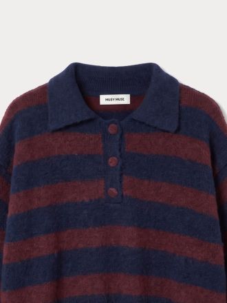 ΠΛΕΚΤΟ ΠΟΛΟ MUSY MUSE ΡΙΓΕ BURGUNDY BLUE