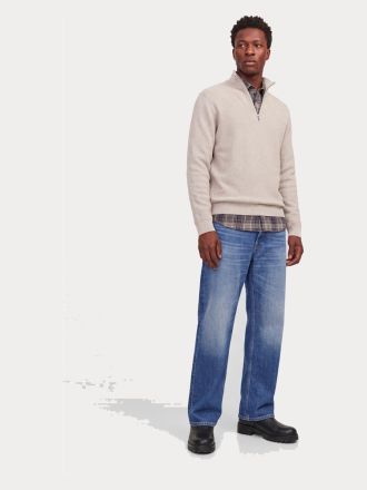 ΠΛΕΚΤΑ JACK&JONES JPRBLUSTANLEY KNIT HALF ZIP BF PLAZA TAUPE SQUARED