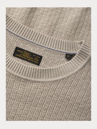 ΠΛΕΚΤΑ JACK&JONES JPRBLUSTANLEY KNIT CREW NECK BF LN PLAZA TAUPE SQUARED