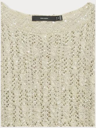 ΠΛΕΚΤΟ VERO MODA VMNEWLEILANI LS BOATNECK PULLOVER CEMENT W. SILVER SEQUINS