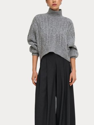 ΠΛΕΚΤΟ ONLY ONLHILDE LS SHORT CABLE KNT MEDIUM GREY