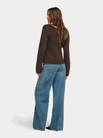 ΠΛΕΚΤΟ ONLY ONLMAGGIE LS CROSS V-NECK CC KNT COFFEE BEAN
