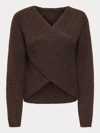 ΠΛΕΚΤΟ ONLY ONLMAGGIE LS CROSS V-NECK CC KNT COFFEE BEAN