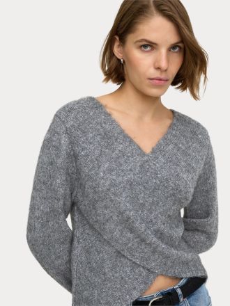 ΠΛΕΚΤΟ ONLY ONLMAGGIE LS CROSS V-NECK CC KNT MEDIUM GREY