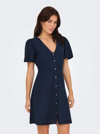 ΦΟΡΕΜΑΤΑ ONLY 15317914 ONLVITA LIFE S/S SHORT DRESS NOOS WVN ΣΚΟΥΡΟ ΜΠΛΕ