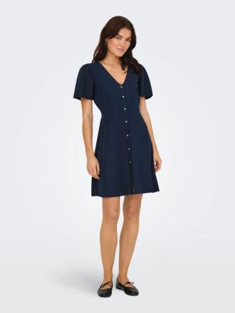 ΦΟΡΕΜΑΤΑ ONLY 15317914 ONLVITA LIFE S/S SHORT DRESS NOOS WVN ΣΚΟΥΡΟ ΜΠΛΕ