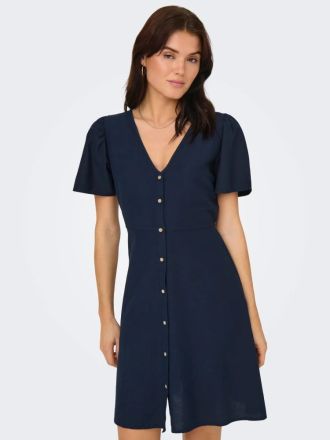 ΦΟΡΕΜΑΤΑ ONLY 15317914 ONLVITA LIFE S/S SHORT DRESS NOOS WVN ΣΚΟΥΡΟ ΜΠΛΕ