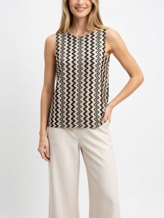 ΜΠΛΟΥΖΑ VERO MODA VIOLA SL O-NECK BLACK / BEIGE