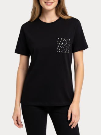T-SHIRT ONLY CILLA S/S DETAIL TEE JRS BLACK POCKET
