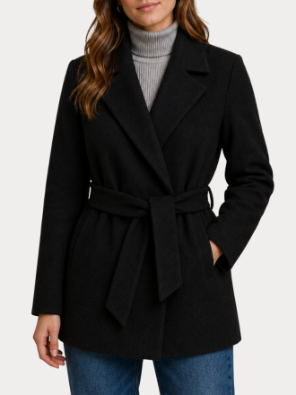 ΠΑΛΤΟ ONLY ONLALVILDA SHORT WRAP COAT OTW BLACK