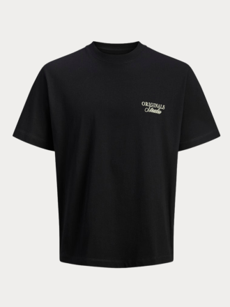 T-SHIRT JACK&JONES JORNORREBRO TYPO TEE BLACK (PLUS SIZE)