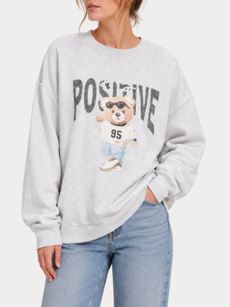 ΦΟΥΤΕΡ ONLY ONLBILA L/S BEAR O-NECK SWT LIGHT GREY TEDDY STAY POSITIVE