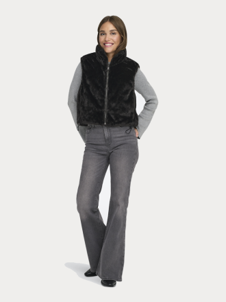 ΓΟΥΝΑ ONLY ONLDANA FAUX FUR REV.WAISTCOAT OTW CC BLACK