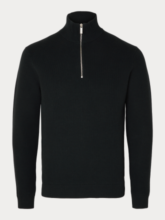 ΠΛΕΚΤΑ SELECTED SLMDANE LS KNIT REG STRUC HALF ZIP NOOS BLACK