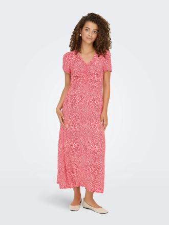 ΦΟΡΕΜΑ ONLY ANCONA SS V-NECK DRESS MOCH WVN HIGH RISK RED