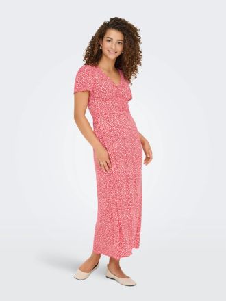 ΦΟΡΕΜΑ ONLY ANCONA SS V-NECK DRESS MOCH WVN HIGH RISK RED