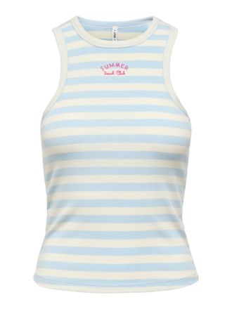 TANK TOP ONLY ISLA S/L ONECK STRIPE BRIGHT WHITE CASHMERE BLUE