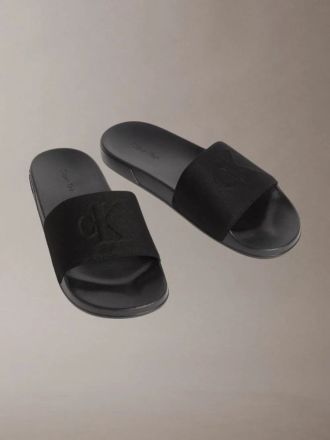 POOL SLIDES CALVIN KLEIN MONOGRAM BLACK