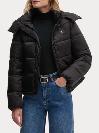 ΜΠΟΥΦΑΝ CALVIN KLEIN SHINY MONOLOGO ND SHORT PUFFER BLACK