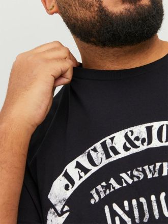T-SHIRT JACK & JONES JJEJEANS TEE SS O-NECK BLACK (ΜΕΓΑΛΑ ΜΕΓΕΘΗ)