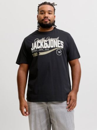 T-SHIRT JACK&JONES JJELOGO TEE SS O-NECK 2 COL BLACK (PLUS SIZE)