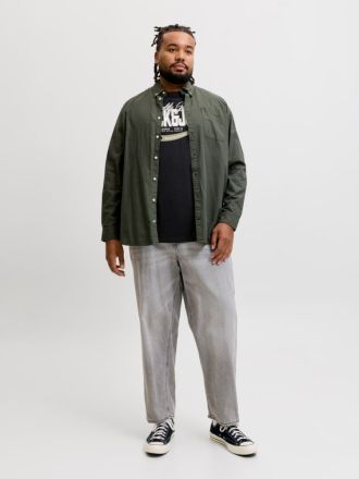 T-SHIRT JACK&JONES JJELOGO TEE SS O-NECK 2 COL BLACK (PLUS SIZE)