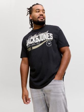 T-SHIRT JACK&JONES JJELOGO TEE SS O-NECK 2 COL BLACK (PLUS SIZE)