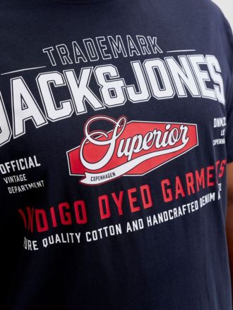 T-SHIRT JACK&JONES 12299533-2 JJELOGO TEE SS O-NECK NAVY BLAZER (PLUS SIZE)