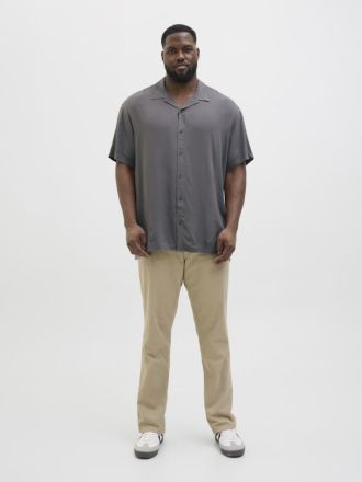 SHORT SLEEVE JACK&JONES JJEJEFF SOLID RESORT SHIRT S/S SN PLS Castlerock (PLUS SIZE)