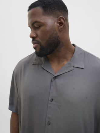 SHORT SLEEVE JACK&JONES JJEJEFF SOLID RESORT SHIRT S/S SN PLS Castlerock (PLUS SIZE)