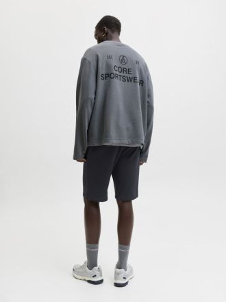 SHORTS ΦΟΡΜΕΣ JACK&JONES JPSTGORDON COLLEGE SWEAT SHORTS MID ΜΑΥΡΟ