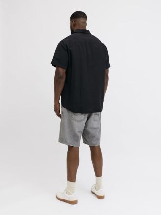 SHORT SLEEVE JACK&JONES JJEBREEZE LINEN BLEND SHIRT S/S SN PLS BLACK (PLUS SIZE)