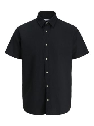 SHORT SLEEVE JACK&JONES JJEBREEZE LINEN BLEND SHIRT S/S SN PLS BLACK (PLUS SIZE)