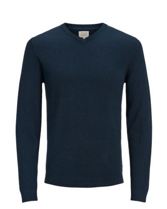 ΠΛΕΚΤΑ JACK & JONES JJEBASIC KNIT V-NECK NAVY BLAZER