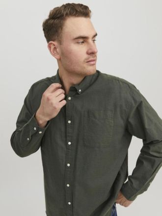 ΠΟΥΚΑΜΙΣΟ JACK & JONES JJEOXFORD SHIRT L/S S21 PLS FOREST NIGHT (ΜΕΓΑΛΑ ΜΕΓΕΘΗ)