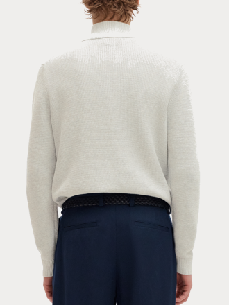 ΠΛΕΚΤΑ SELECTED SLMDANE LS KNIT REG STRUC HALF ZIP NOOS LIGHT GREY
