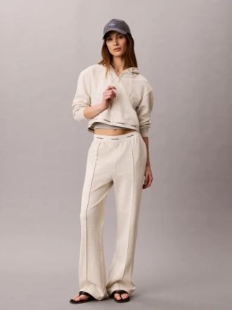 ΦΟΥΤΕΡ CALVIN KLEIN LS TERRY LOGO WAIST CROPPED FZ VANILLA HEATHER