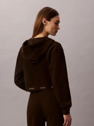ΦΟΥΤΕΡ CALVIN KLEIN LS TERRY LOGO WAIST CROPPED FZ DARK COFFEE