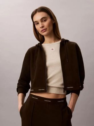 ΦΟΥΤΕΡ CALVIN KLEIN LS TERRY LOGO WAIST CROPPED FZ DARK COFFEE