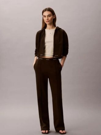ΦΟΥΤΕΡ CALVIN KLEIN LS TERRY LOGO WAIST CROPPED FZ DARK COFFEE