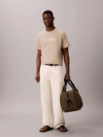 T-SHIRT CALVIN KLEIN SS 20S CALVIN RSRT CURSIVE GRA ROASTED CASHEW