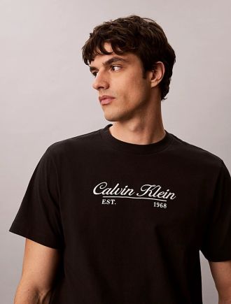 T-SHIRT CALVIN KLEIN SS 20S CALVIN RSRT CURSIVE GRA BLACK