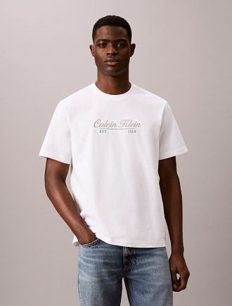 T-SHIRT CALVIN KLEIN SS 20S CALVIN RSRT CURSIVE GRA BRIGHT WHITE