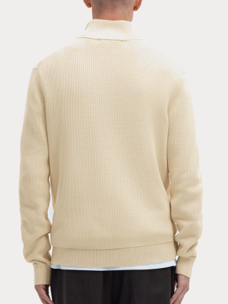 ΠΛΕΚΤΑ SELECTED SLMDANE LS KNIT REG STRUC HALF ZIP NOOS OATMEAL